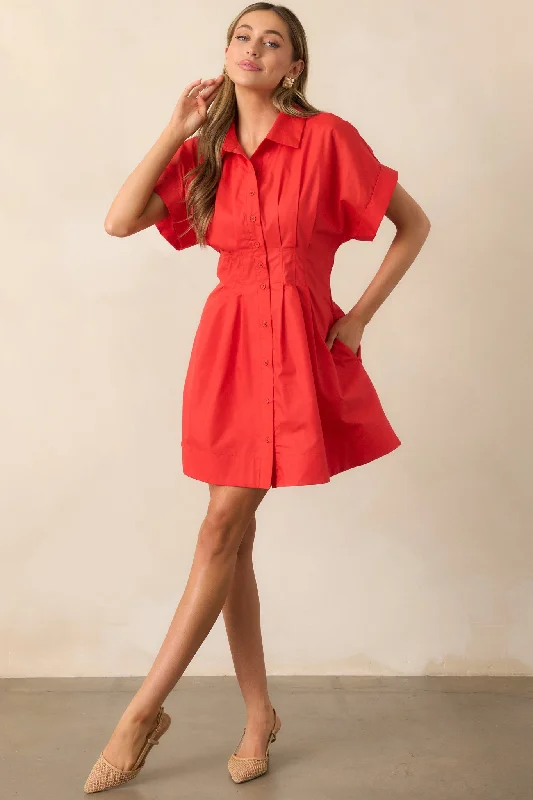 Baby Girl Casual Dresses for a Sweet Look​ Drive-In Movie Red Mini Shirt Dress