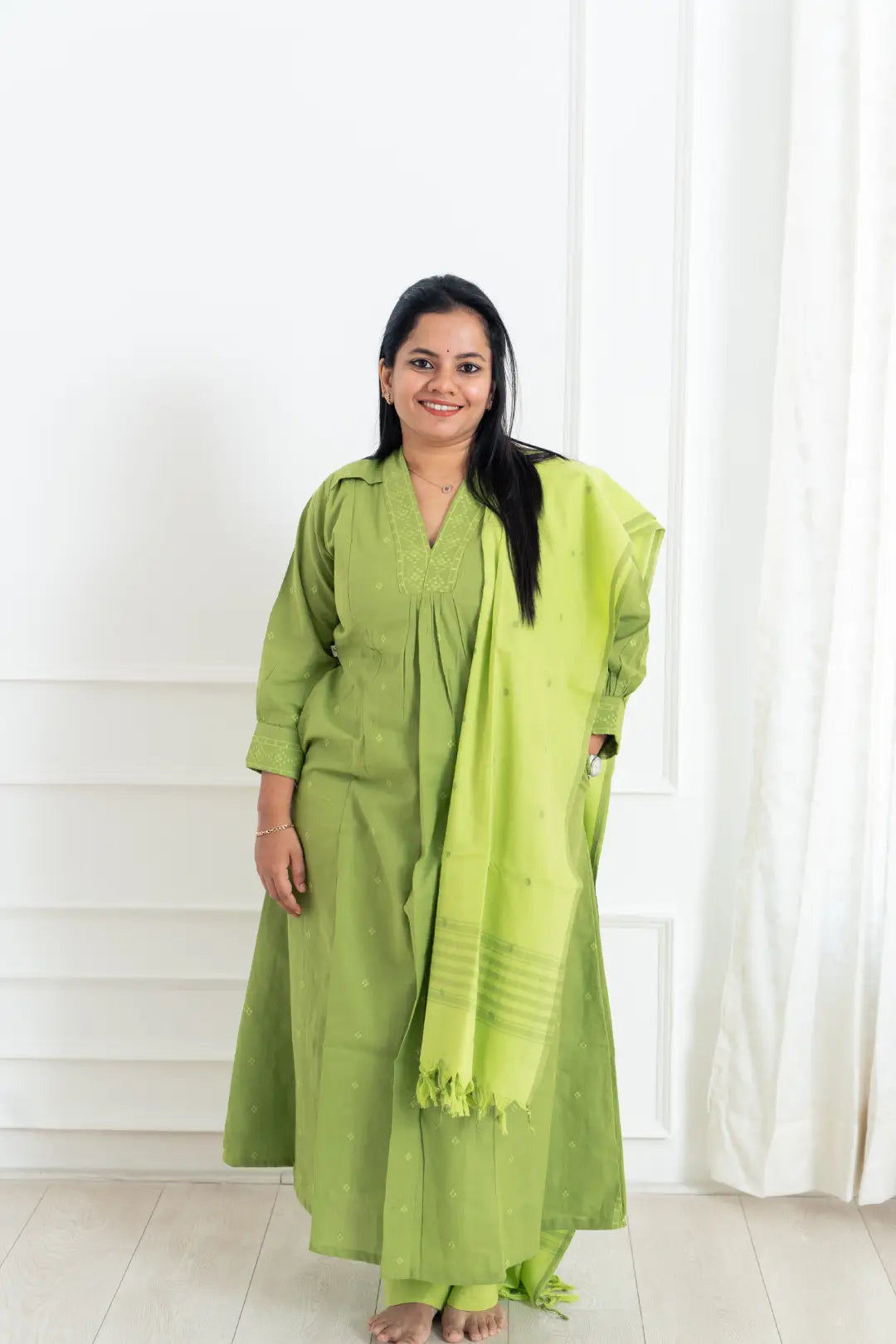 A - line maternity dress for a flattering fit Lime Serene Feeding Suit Set