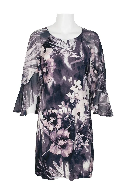 V neck maternity bodycon dress for photoshoot Connected Apparel Short 3/4 Sleeve Chiffon Dress