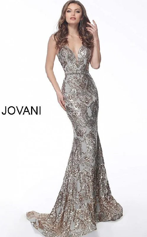 Sheer - panel wedding dresses with a touch of elegance​ Jovani 67347 Prom Long Beaded Mermaid Sexy Dress