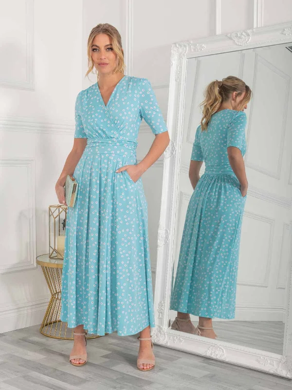 Midi dresses with cold - shoulder cutouts for a trendy style Lyanna Wrap Front Maxi Dress, Green Midi dresses with cold - shoulder cutouts for a trendy style Lyanna Wrap Front Maxi Dress, Green