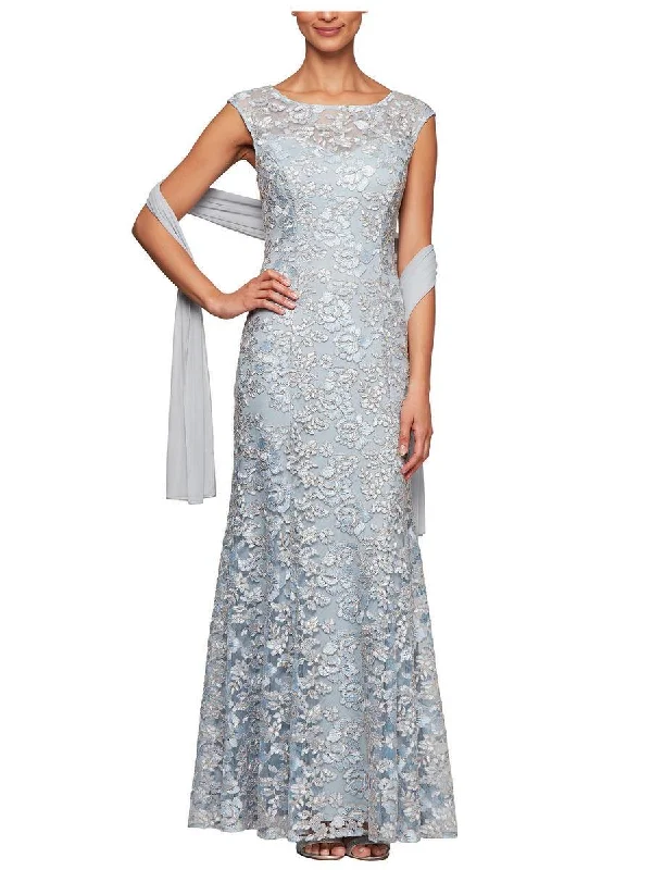 Sheer - panel wedding dresses with a touch of elegance​ Alex Evenings AE8217912 Long Mother of the Bride Dress