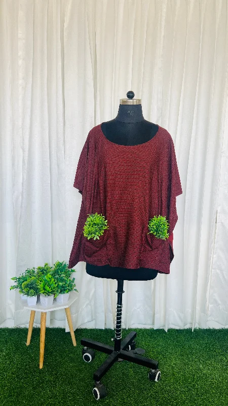Maternity dress for a movie night out Maroon Nursing Cover with pockets