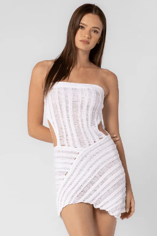 Plus - Size Casual Dresses for a Comfortable Fit​ Tasha White Sheer Cover-Up Dress