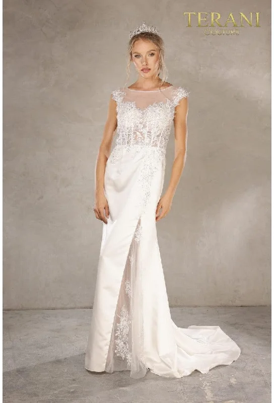 Maternity dress for a baby's first visit to the science center Terani Couture 2215P0023 Sleeveless Long Prom Dress