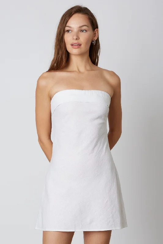 Weekend - Wear Casual Dresses for a Laid - Back Look​ Remi White Linen Strapless Mini Dress