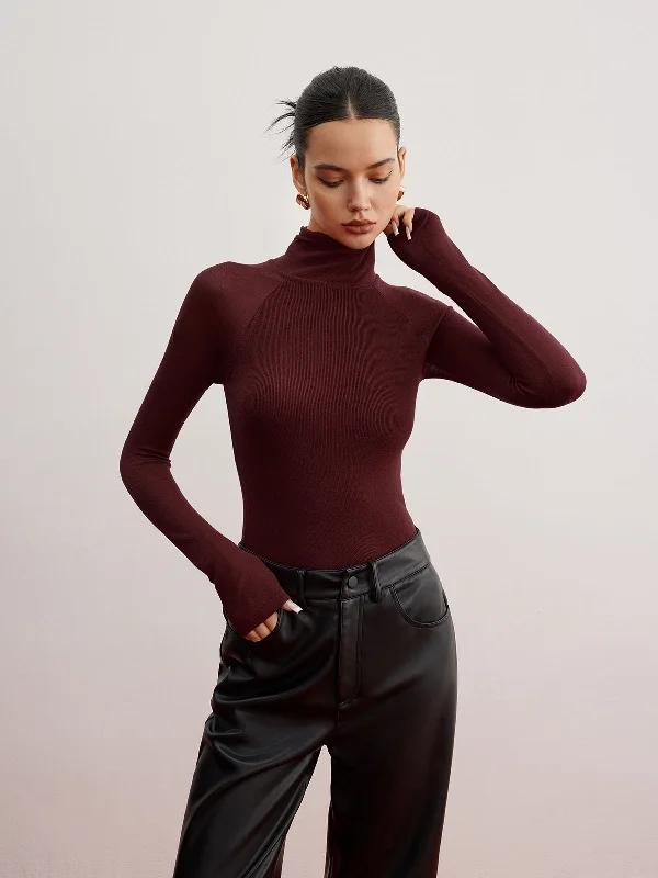 Upcycled Casual Dresses for an Eco - Conscious Choice​ Sheer Sleeve Skinny Sweater