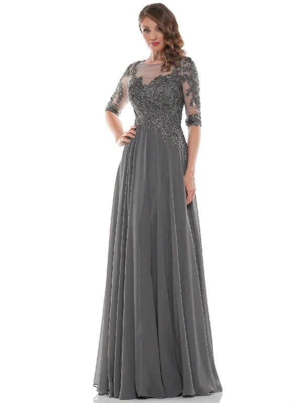 Tea - length wedding dresses with a vintage charm​ Marsoni Long Long Mother of Bride Chiffon Dress 157