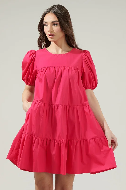 Summer - Appropriate Casual Dresses in Lightweight Materials​ Soledad Puff Sleeve Tiered Mini Dress