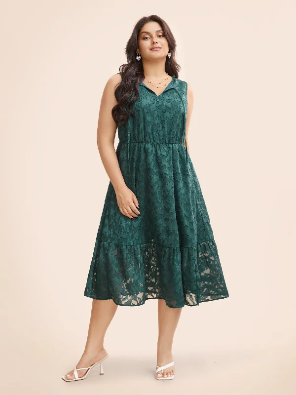  Texture Mesh Tie Knot Tank Dress