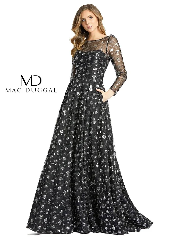 Wedding dresses with a mermaid - style skirt and a ball gown overlay​ Mac Duggal 12360 Long Sleeve Formal Dress