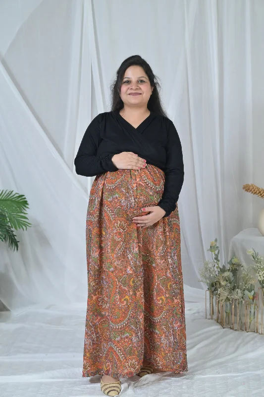 Maternity dress for a shopping spree Apricot Paisley Maternity & Nursing Wrap Dress