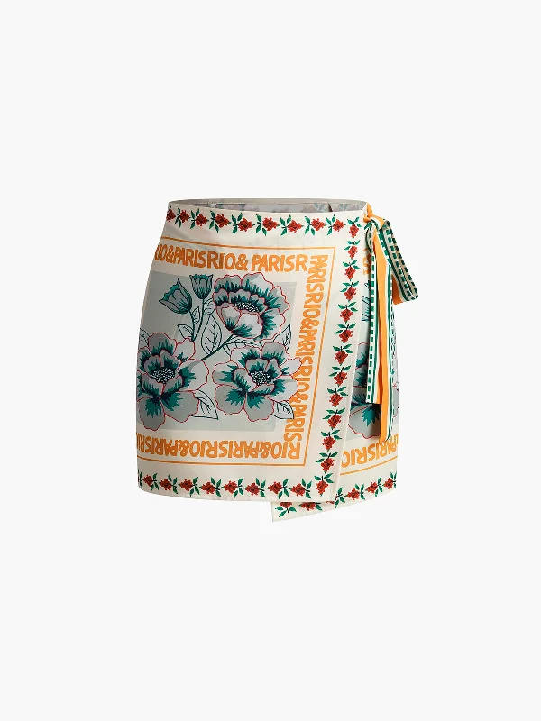 Long - Sleeve Casual Dresses in Lightweight Fabrics​ Vacation Print Asymmetrical Mini Skirt