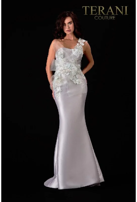 Strapless tulle wedding dresses for a fairy - tale feel​ Terani Couture 2111E4760 One Shoulder Long Evening Dress