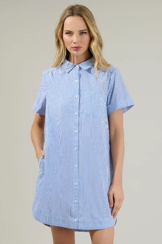 Short - Sleeve Casual Dresses with Printed Graphics​ Zira Striped Kaylee Button Down Shirt Dress