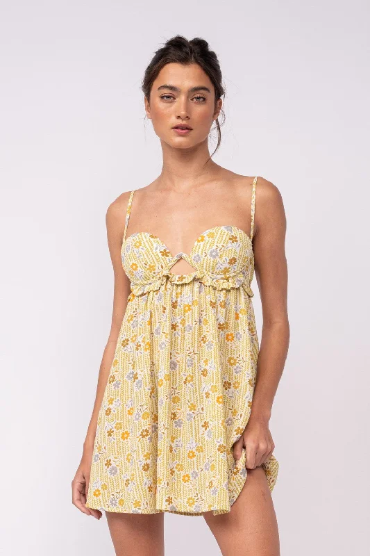 Tie - Dye Casual Dresses for a Retro Style​ Drew Olive Floral Babydoll Cami Mini Dress