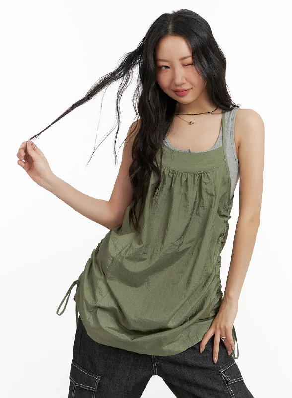 Mini dresses with empire waists for a flattering fit Side Drawstring Cami Mini Dress CM425