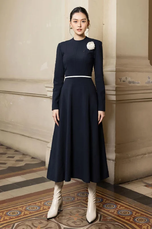 Midi dresses with ruched sleeves for a more fitted and stylish arm look Clara A-line Draped Polycotton Midi Dress