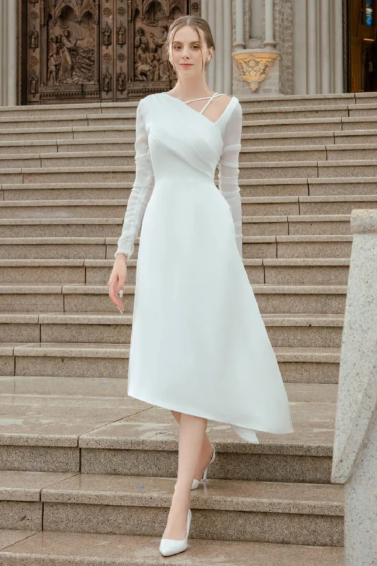 Wrap - style midi dresses in silk for a sophisticated office look Dhotra Asymmetric Side Slit Chanel Midi Dress Wrap - style midi dresses in silk for a sophisticated office look Dhotra Asymmetric Side Slit Chanel Midi Dress