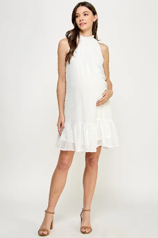 Maternity dress for a family photoshoot Sleeveless Smocked Neck Loose Fit Mini Maternity Dress