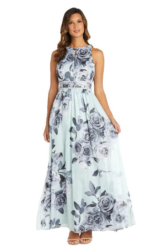 Halter - neck wedding dresses with a unique neckline​ R&M Richards 7045P Long Formal Petite Halter Dress