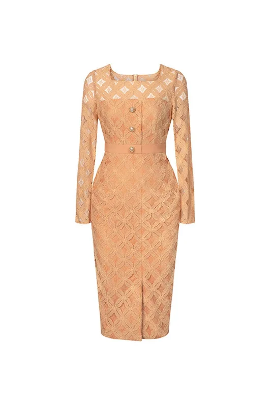 Midi dresses with halter necks for a stylish and comfortable option Paulette Pegged Long Sleeved Lace Midi Dress Midi dresses with halter necks for a stylish and comfortable option Paulette Pegged Long Sleeved Lace Midi Dress