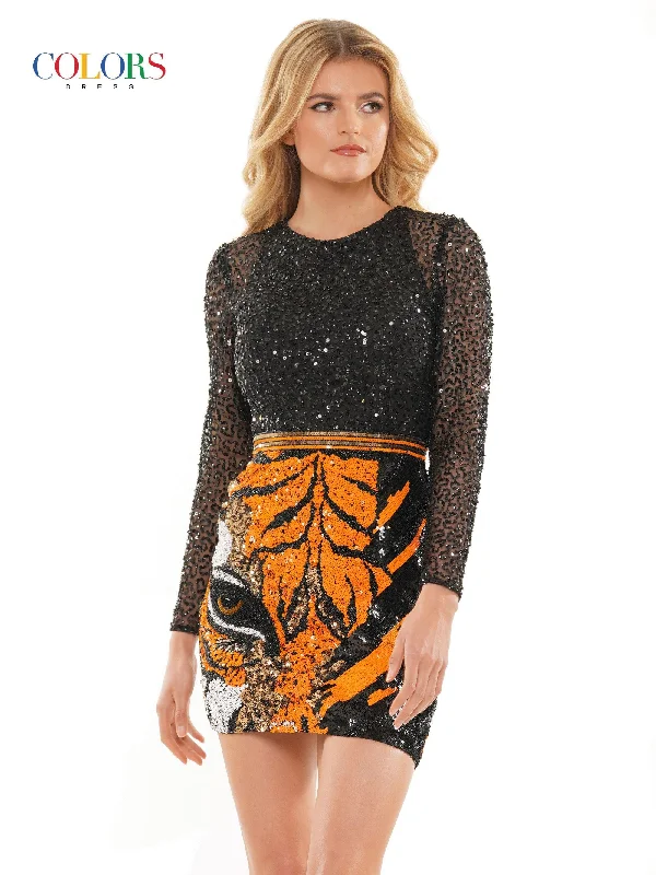 Maternity dress for a baby's first visit to the theater Colors 2807 Colors Long Sleeve Beaded Cocktail Dress