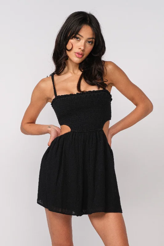 Post - Partum Casual Dresses for New Moms​ Molly Black Cutout Romper Dress