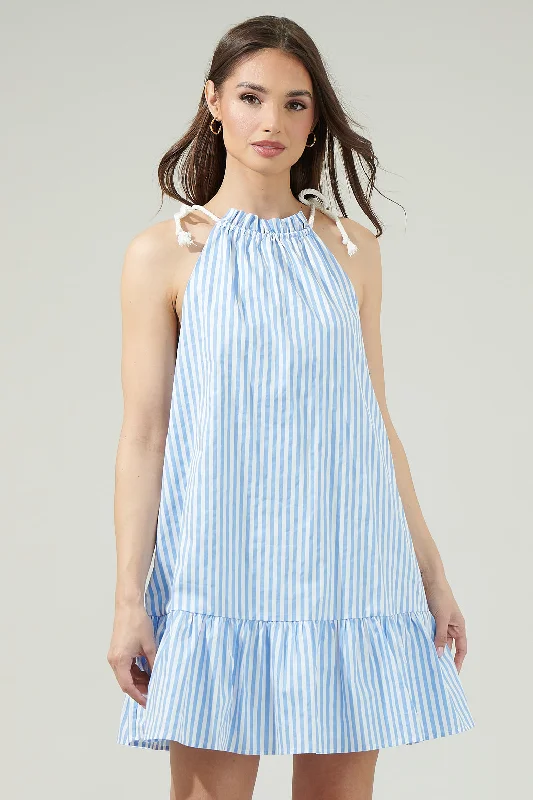 Hat - Friendly Casual Dresses for Outdoor Outfits​ Striped Rumba Halter Mini Dress
