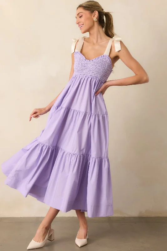 Ombre - Dyed Casual Dresses for a Gradient Effect​ The Felicity Lavender Cotton Midi Dress