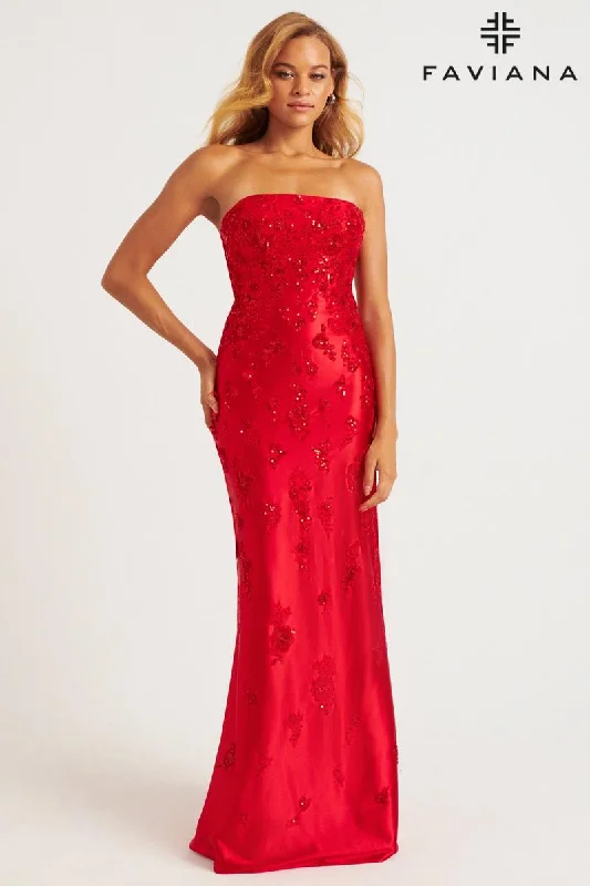Metallic mini dresses for a glamorous event Faviana Strapless Satin Lace Prom Dress 11228 Metallic mini dresses for a glamorous event Faviana Strapless Satin Lace Prom Dress 11228