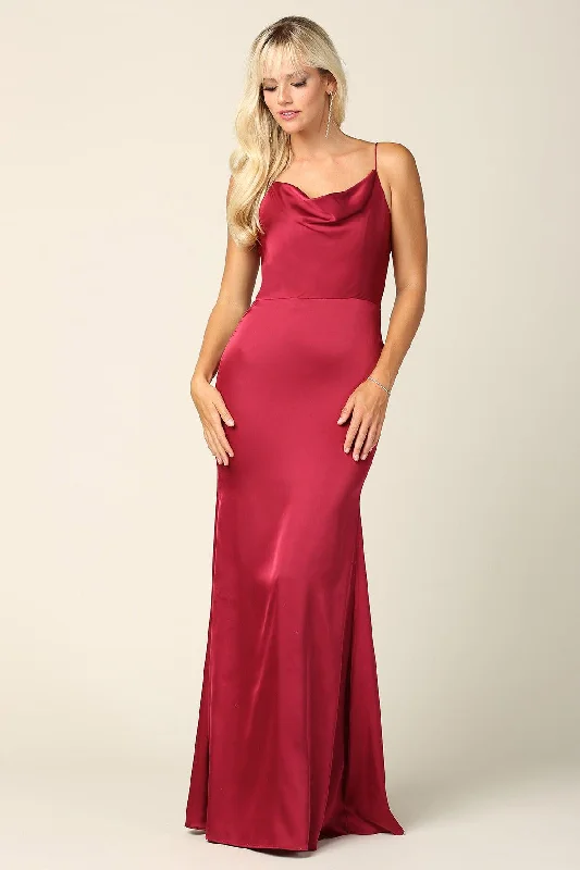 V - neck organza wedding dresses for a romantic touch​ Long Spaghetti Strap Formal Satin Bridesmaids Dress