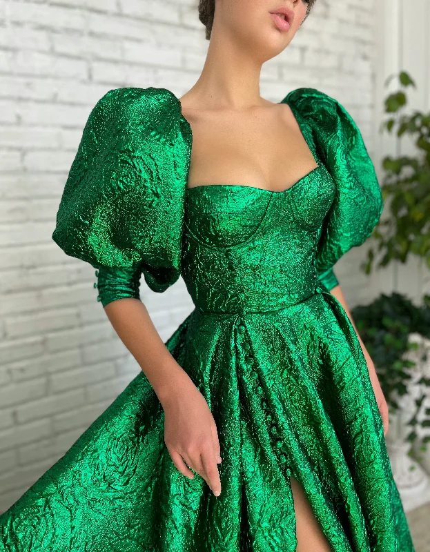 Mini dresses with pom - pom trims for a playful feel Emerald Palace Puff Gown