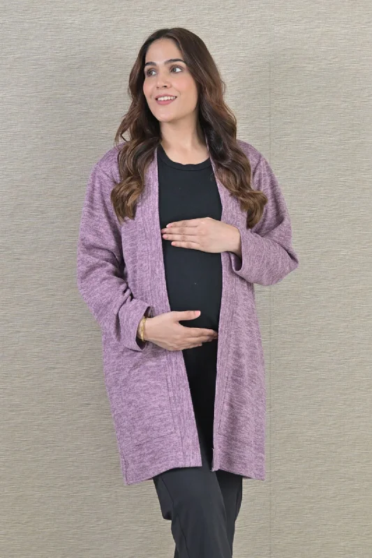 Maternity dress for a shopping spree Lilac Cascading Maternity Winter Cover Up