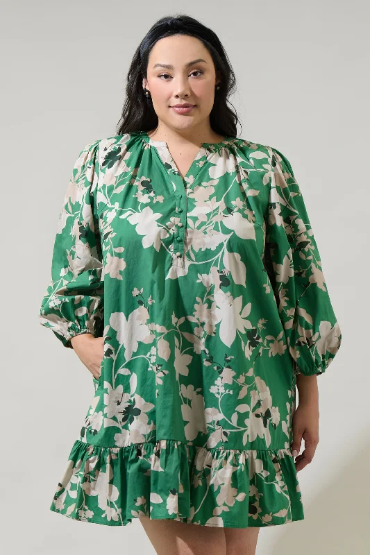 Travel - Friendly Casual Dresses for Comfort on the Go​ Nora Floral Whine Shift Mini Dress Curve