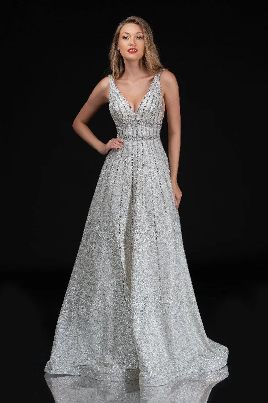 Wedding dresses with a belt made of crystals​ Nina Canacci Prom Long Sleeveless A Line Dress 8185