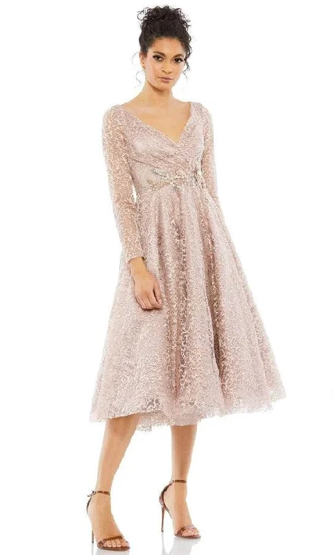 Maternity dress for a baby's first birthday party Mac Duggal 11218 Long Sleeve Lace Dress