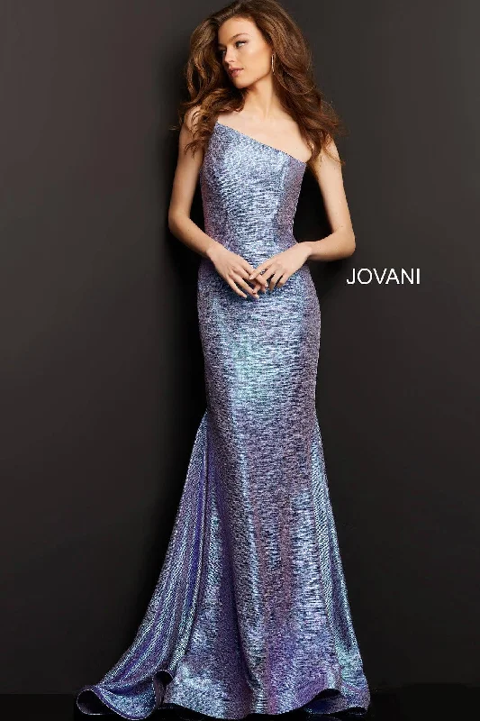 Empire - line wedding dresses with a ruffled skirt​ Jovani 03326 One Shoulder Long Prom Dress
