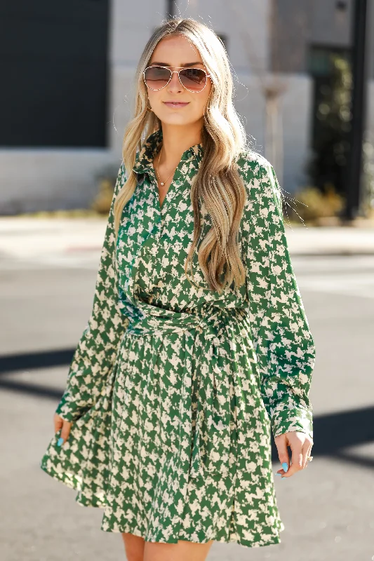 Mini dresses with empire waists for a flattering fit FINAL SALE - Bright Charm Kelly Green Satin Mini Dress