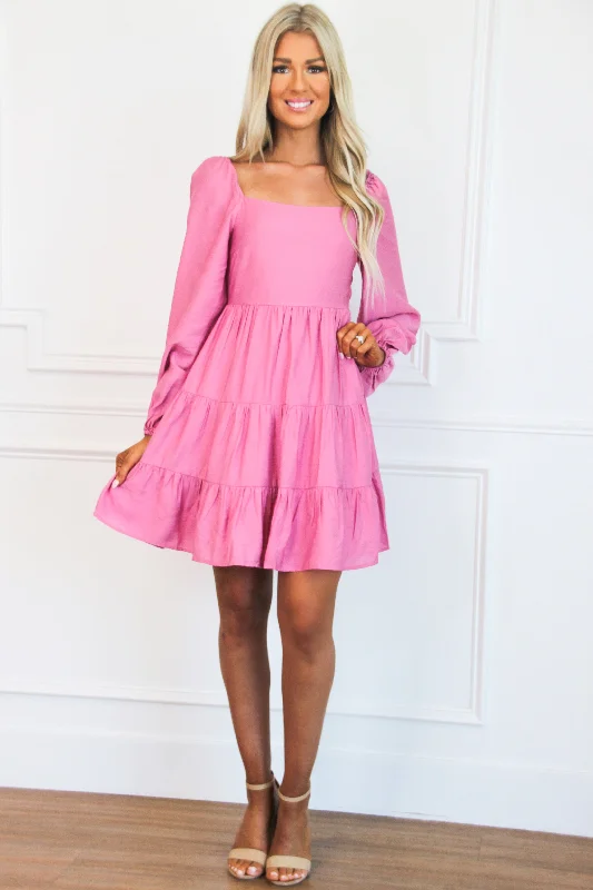 Custom - Made Casual Dresses for a Personalized Fit Sunday Mornings Babydoll Dress: Pink