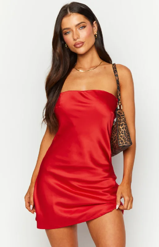 Mini dresses with wrap - around styles Ellie Red Strapless Mini Dress
