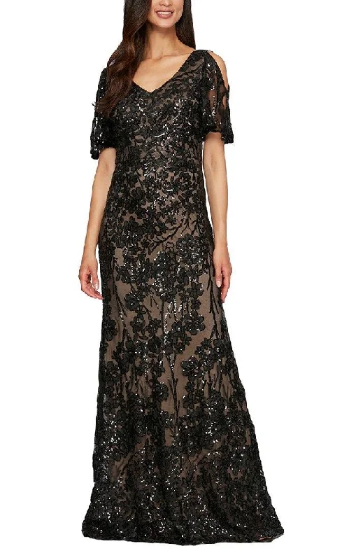 A - line wedding dresses with a beaded neckline​ Alex Evenings AE8196611 Long Formal Dress