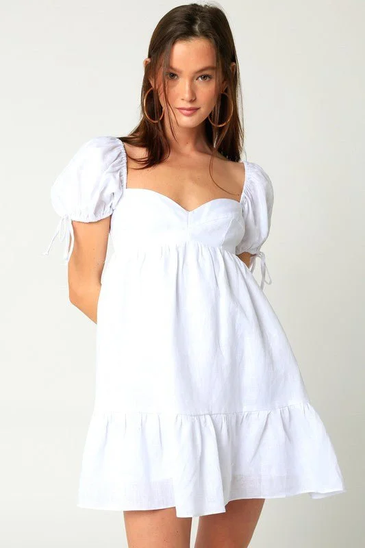 Maxi Casual Dresses for a Relaxed Look​ Jessie White Linen Babydoll Mini Dress