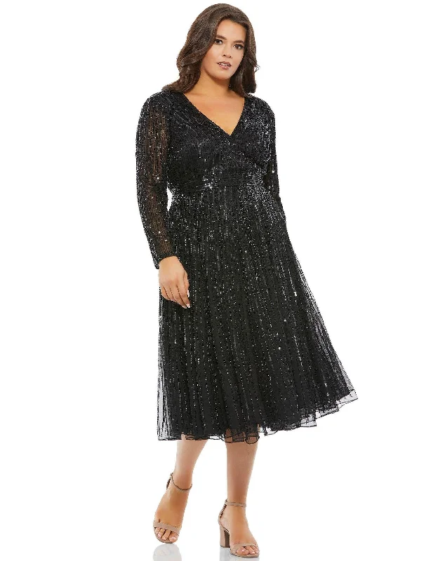 Long - sleeved lace wedding dresses for a modest style​ Mac Duggal 5529 Fabulouss Plus Size Short Dress Sale