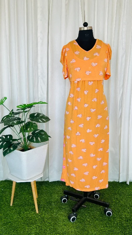 Maternity dress for a garden party Maxi Light Weight orange Dress summer special
