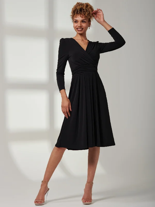 High - low midi dresses with geometric patterns for a modern party Plain Long Sleeve Jersey Midi Dress, Black High - low midi dresses with geometric patterns for a modern party Plain Long Sleeve Jersey Midi Dress, Black