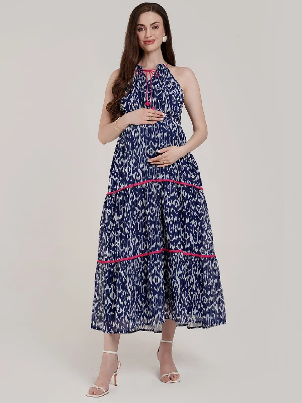 Maternity dress for a baby's first visit to the ballet Maternity Halter Neck Dress