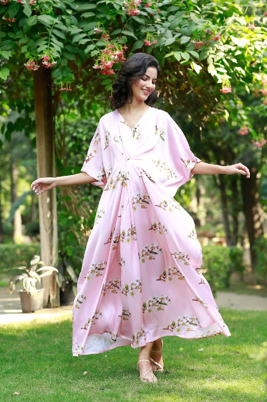 Maternity dress for a christening Luxe Peach Blossom Maternity Kaftan