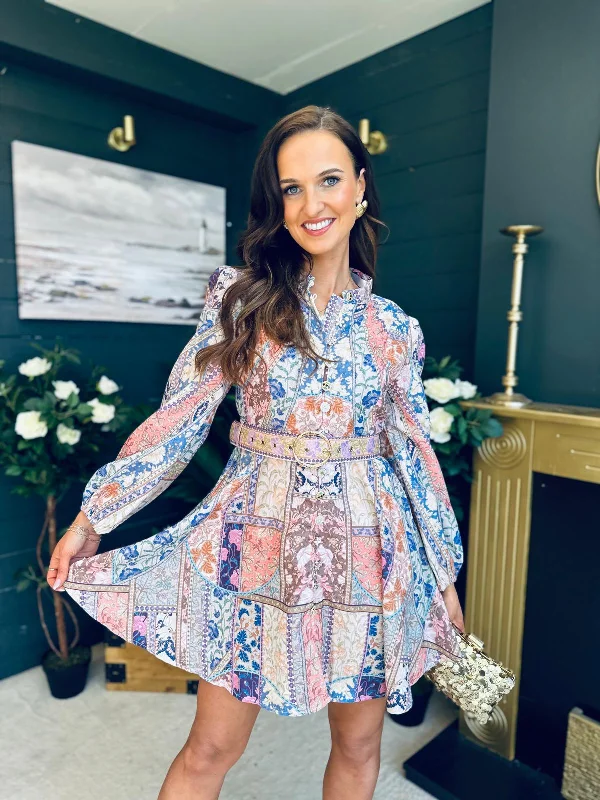Everyday Dress with V - neck for a Flattering Fit​ Stella Detailed Occasion Mini Dress Multi