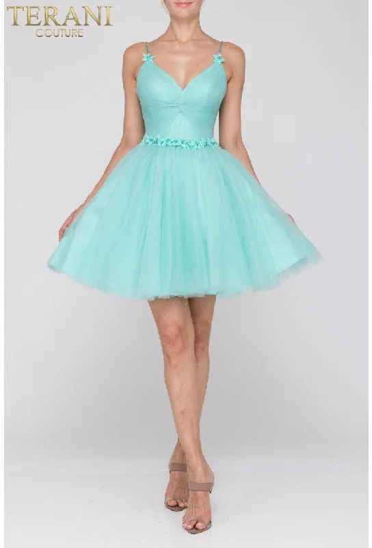 Maternity dress for a baby's first visit to the distillery Terani Couture 2011P1024 Spaghetti Strap Short Dress